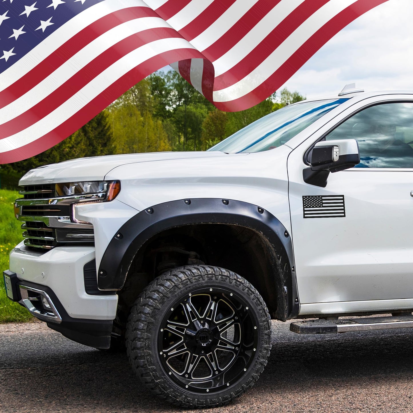 Premium American Flag Magnets for Trucks and Cars (3 Pack) + Bonus Reverse Design | Magnetic US Flags Cut-Out | Powerful Magnet - Will Never Fall Off Your Vehicle | Black | Not for Aluminum Cars