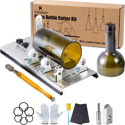 Kalawen Glass Bottle Cutter, Upgrade Bottle Cutter & Glass Cutter Kit for Bottles, Wine Glass Bottle Cutter Tool to Cut Bottles Wine Beer Liquor Whiskey Champagne (Only for Round Bottles)