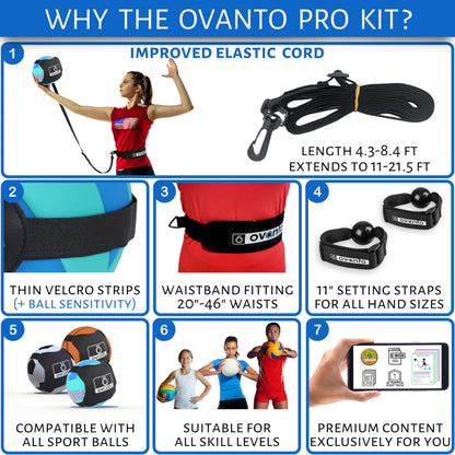 OVANTO Volleyball Training Equipment Aid – Adjustable Practice Hitting Rebounder in 4 Styles to Serve, Spike, Set, and Pass Like a Pro - Volleyball Practice Equipment Gift for Beginners & Experts