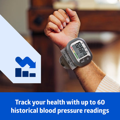 Medline Digital Wrist Blood Pressure Monitor, Wearable, Digital LCD Display, Stores Up To 60 Readings, Batteries Included