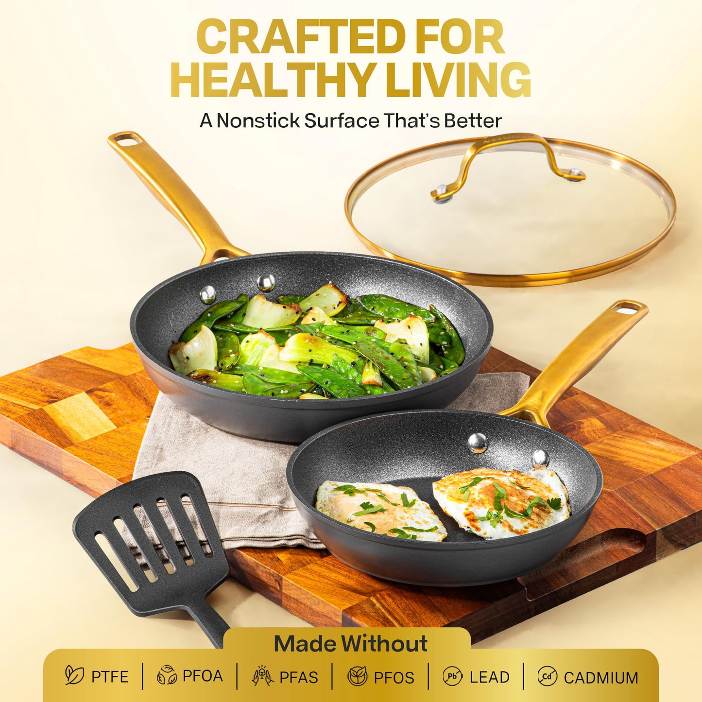 Granitestone Armor Max 12 Inch Non Stick Frying Pans, Nonstick Skillet Frying Pan, Hard Anodized Aluminum Cooking Pan with Stay Cool Handles, Easy to Clean Pan, Induction, Oven and Dishwasher Safe
