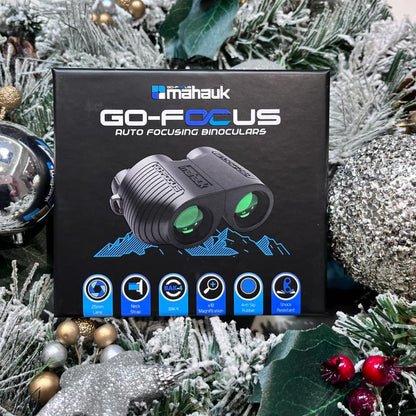 Go-Focus Compact Binoculars for Adults & Kids | Small Travel Binoculars For Bird Watching & Hunting | 10x25 BAK4 Prism | Lightweight & Waterproof | Carry Case & Neck Strap | Range 20m - 1000m | Mahauk