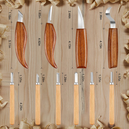 Olerqzer 26-in-1 Wood Carving Kit with Detail Wood Carving Knife, Whittling Knife, Wood Chisel Knife, Gloves, Carving Knife Sharpener for Spoon, Bowl, Kuksa Cup (26PCS)