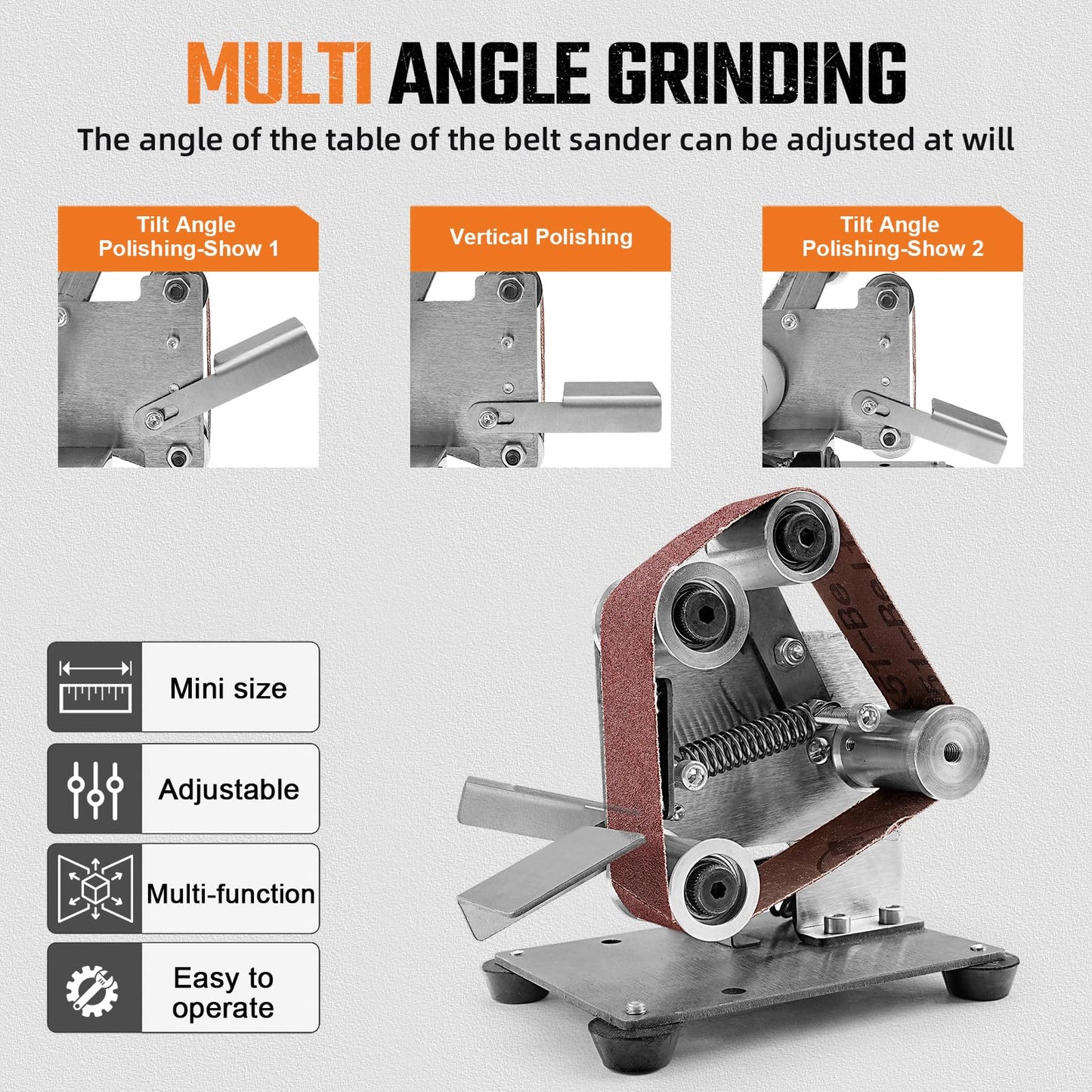 Mini Electric Belt-Sander Knife-Sharpener Sanding Machine - Small Bench Grinder Kit 7 Speed Adjustable Power Polisher DIY Polishing Grinding Tool For Knife Making, Wood Metal Working, Handcraft