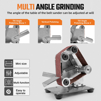 Mini Electric Belt-Sander Knife-Sharpener Sanding Machine - Small Bench Grinder Kit 7 Speed Adjustable Power Polisher DIY Polishing Grinding Tool For Knife Making, Wood Metal Working, Handcraft