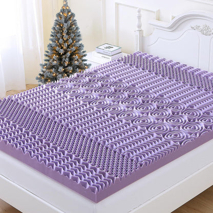 MUXHOMO 3 Inch Full Size Mattress Topper, 7-Zone Cooling Gel Infused Mattress Topper, Egg Crate Foam Bed Pad, CertiPUR-US and Oeko-TEX Certification (54"×75", Lavender)