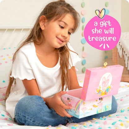 Musical Ballerina Jewelry Box for Girls - Kids Music Box with Spinning Ballerina, Ballet Birthday Gifts for Little Girls, Jewelry Boxes, 6 x 4.7 x 3.5 in - Ages 3-10,Pink