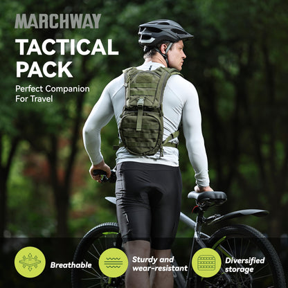 MARCHWAY Tactical Molle Hydration Pack Backpack with 3L TPU Water Bladder, Military Daypack for Cycling, Hiking, Running, Climbing, Hunting, Biking (Green)