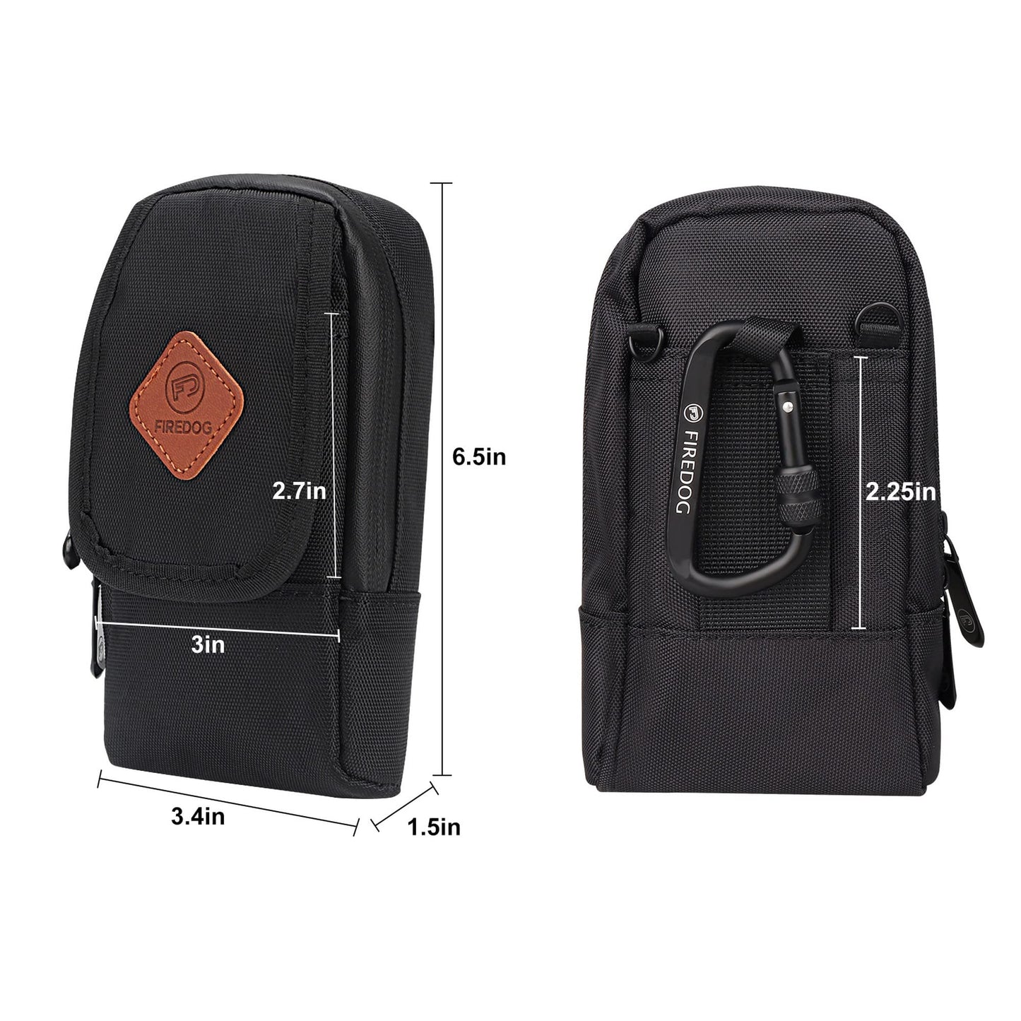 FIREDOG Smell Proof Bag, Odor Proof Pouch Dog Tested Mini Stash Crossbody Bags for Travel Storage (Black)