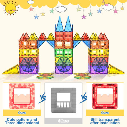60 PCS Magnetic Building Tiles Kids Toys STEM Magnetic Blocks Sensory Toys Kids Games Magnet Building Toy for Boys and Girls Aged 3+, Kid Brain Development Preschool Kindergarten Toddler Toy
