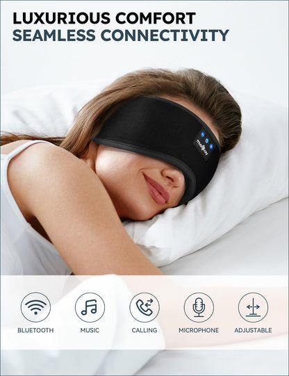 MUSICOZY Sleep Headphones, Bluetooth 5.4 Sleep Mask Headband Headphones Sleeping Eye Mask, Wireless Music Earbuds Earphones with HD Stereo Speakers for Side Sleepers, Cool Gadgets Unique Gift