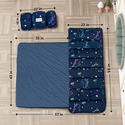Primlect Thickened Toddler Nap Mat with Removable Pillow and Minky Blanket, Extra Large 55''x35'' Sleeping Bag, Washable, Roll up, Perfect for Daycare, Preschool, Kindergarten, Boys and Girls Unicorn