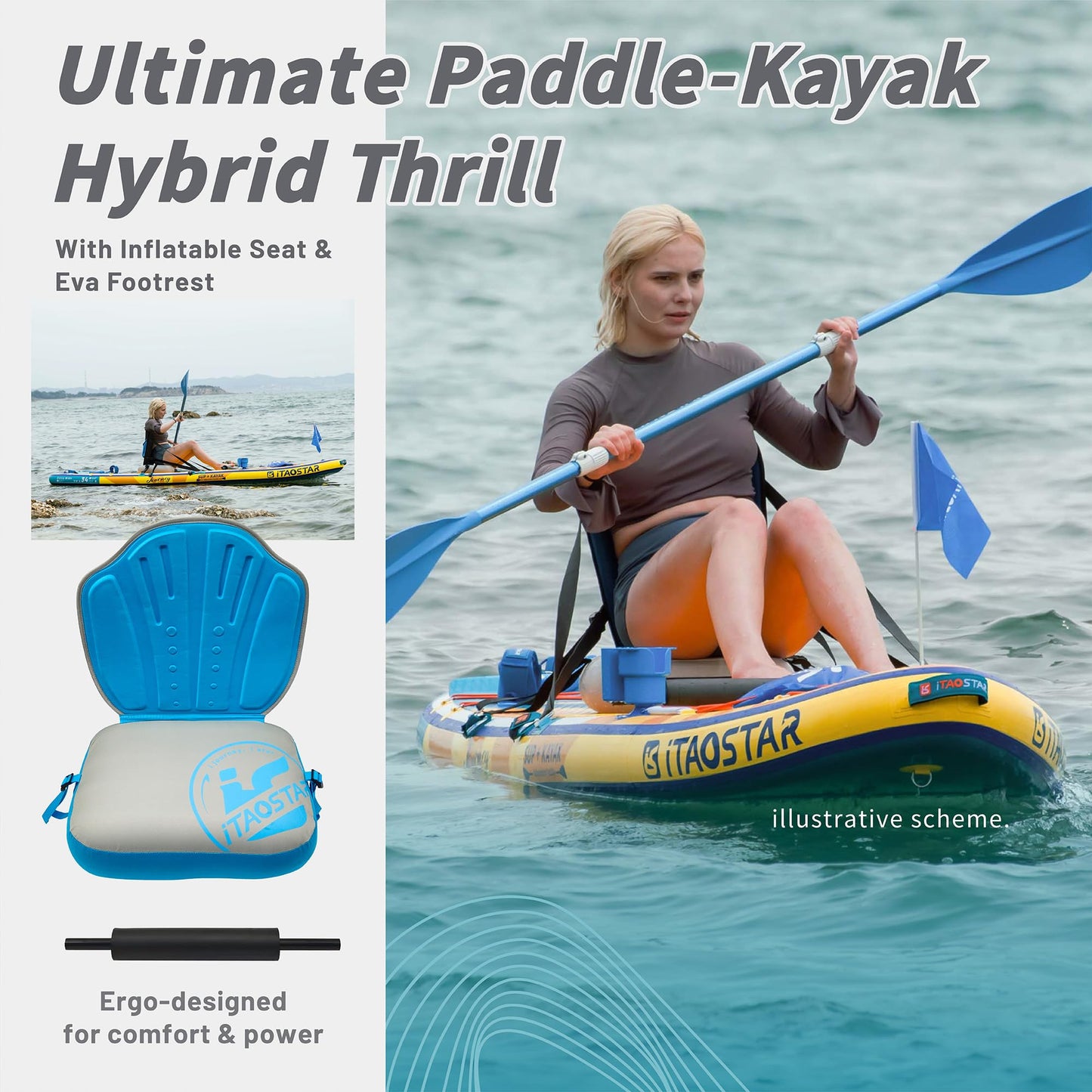 iTAOSTAR J06BP 35" Extra Wide Stand Up Paddle Board, More Balance Inflatable Paddle Board with 5 Fins for Beginner，Paddle Boards for Adults of All Skill Levels