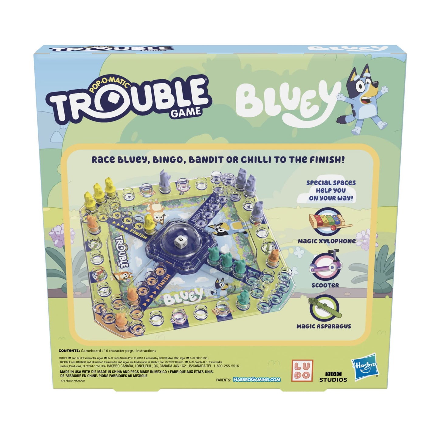 Hasbro Gaming Trouble: Bluey Edition Board Game for Kids, 2-4 Players, Race Bluey, Bingo, Bandit, or Chilli to The Finish, Ages 5 and Up (Amazon Exclusive)