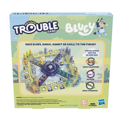 Hasbro Gaming Trouble: Bluey Edition Board Game for Kids, 2-4 Players, Race Bluey, Bingo, Bandit, or Chilli to The Finish, Ages 5 and Up (Amazon Exclusive)