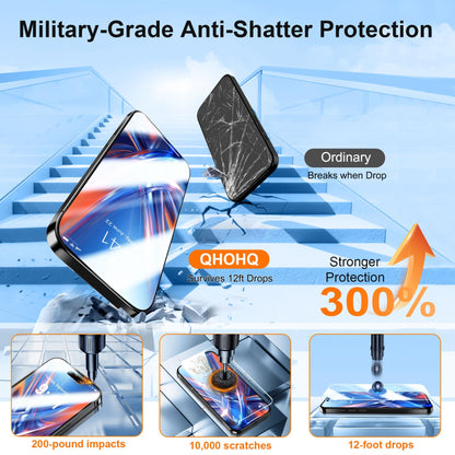 QHOHQ 3 Pack Screen Protector for iPhone Air + 3 Pack Camera Lens Protector, 9H+ Shatterproof Tempered Glass for iPhone 17 Air, [12FT Military Grade Protection], 1-Second Auto-Install, Case Friendly