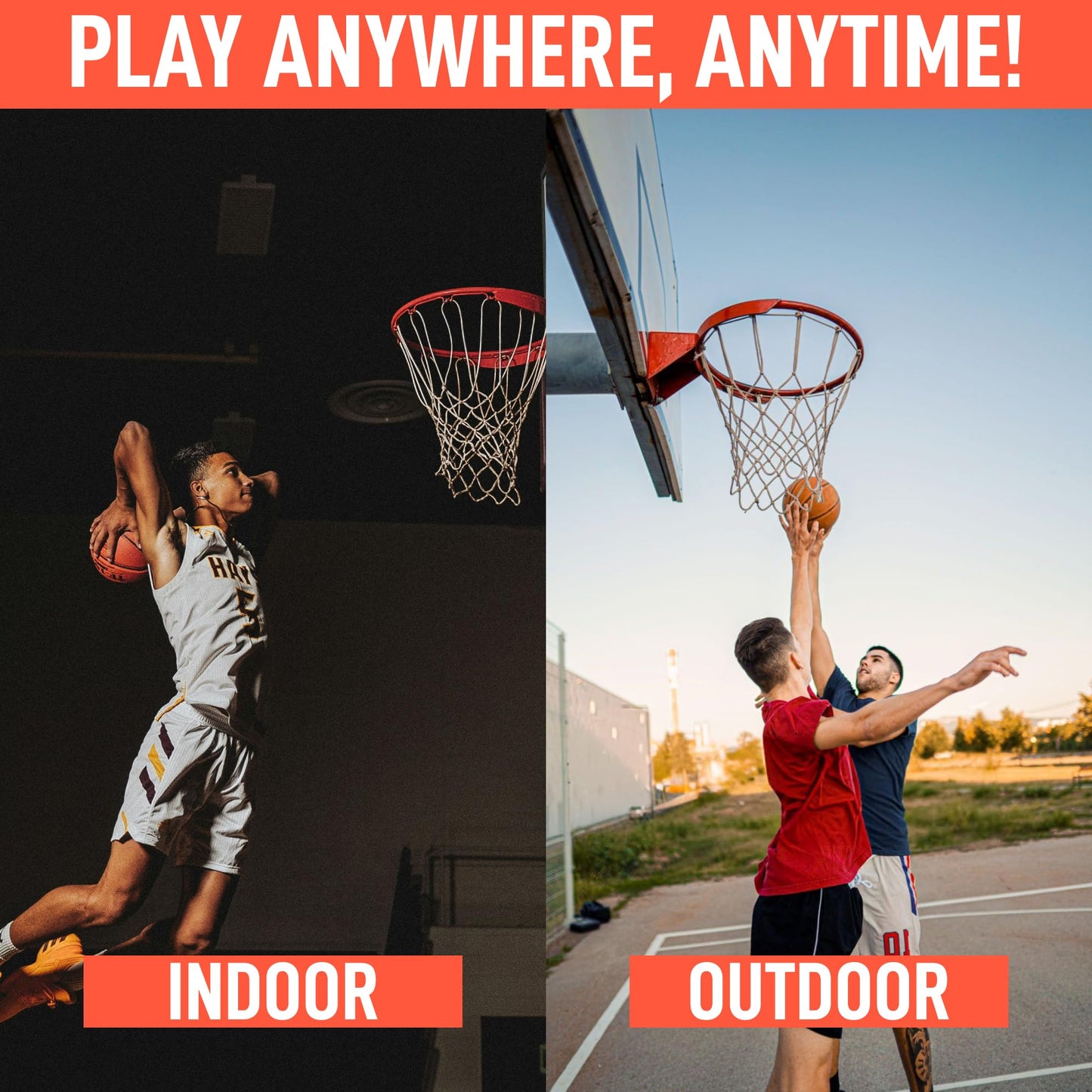 Ultra Sporting Goods Heavy Duty Basketball Net Replacement - All Weather Anti Whip, Fits Standard Indoor or Outdoor Rims - 12 Loops (White)