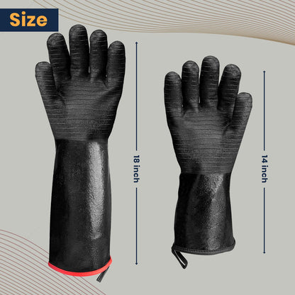 GEEKHOM 18-Inch Heat Resistant Gloves 932°F for BBQ Grilling, Waterproof Long Sleeve Anti-Slip Cooking Gloves – Textured Grip Protection