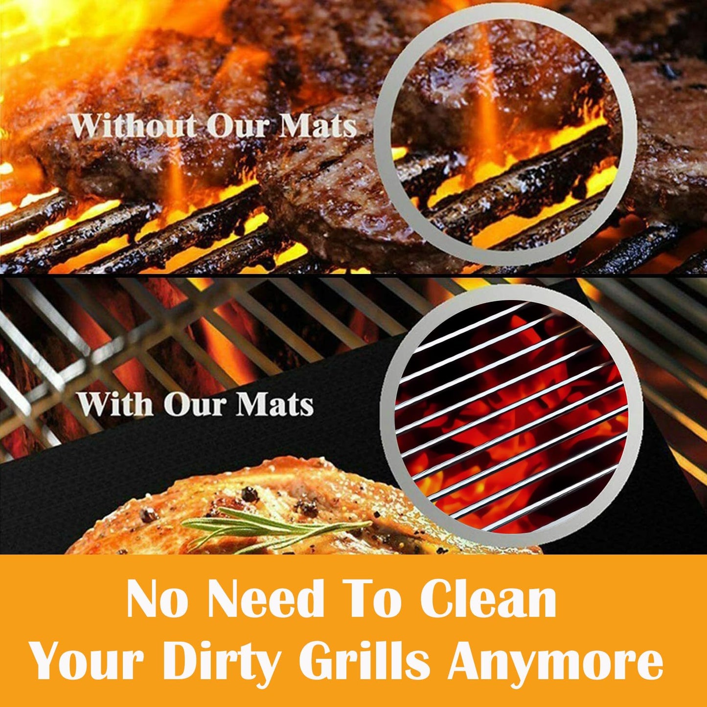 Grill Mats for Outdoor Grill, Dailyart Grill Mats Non Stick Set of 5 BBQ Grill Mat Baking Mats Teflon BBQ Grilling Accessories Reusable,Works on Gas, Charcoal, Electric Grill 15.75 x 13-Inch, Black