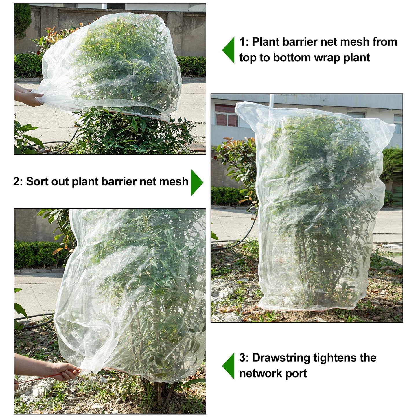 Insect Bird Barrier Mesh, Garden Netting Barrier, Bird Netting, Netting for Plant with Drawstring, 3.5 x 4.6 FT Tomato Protective Cover, Large Potted Fruit Protectors Cover for Blueberry Bushes