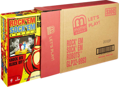 Mattel Games Rock 'Em Sock 'Em Robots Kids Game, Fighting Robots with Red Rocker & Blue Bomber, Knock His Block Off