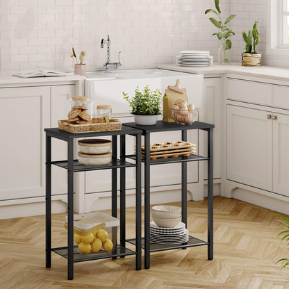 Hoctieon 3 Tier End Table, Telephone Table, Tall Side Table with Storage, Small Nightstand for Small Spaces, Metal Frame, For Living Room, Bedroom, Sofa Couch, Hall, Easy Assembly, Black