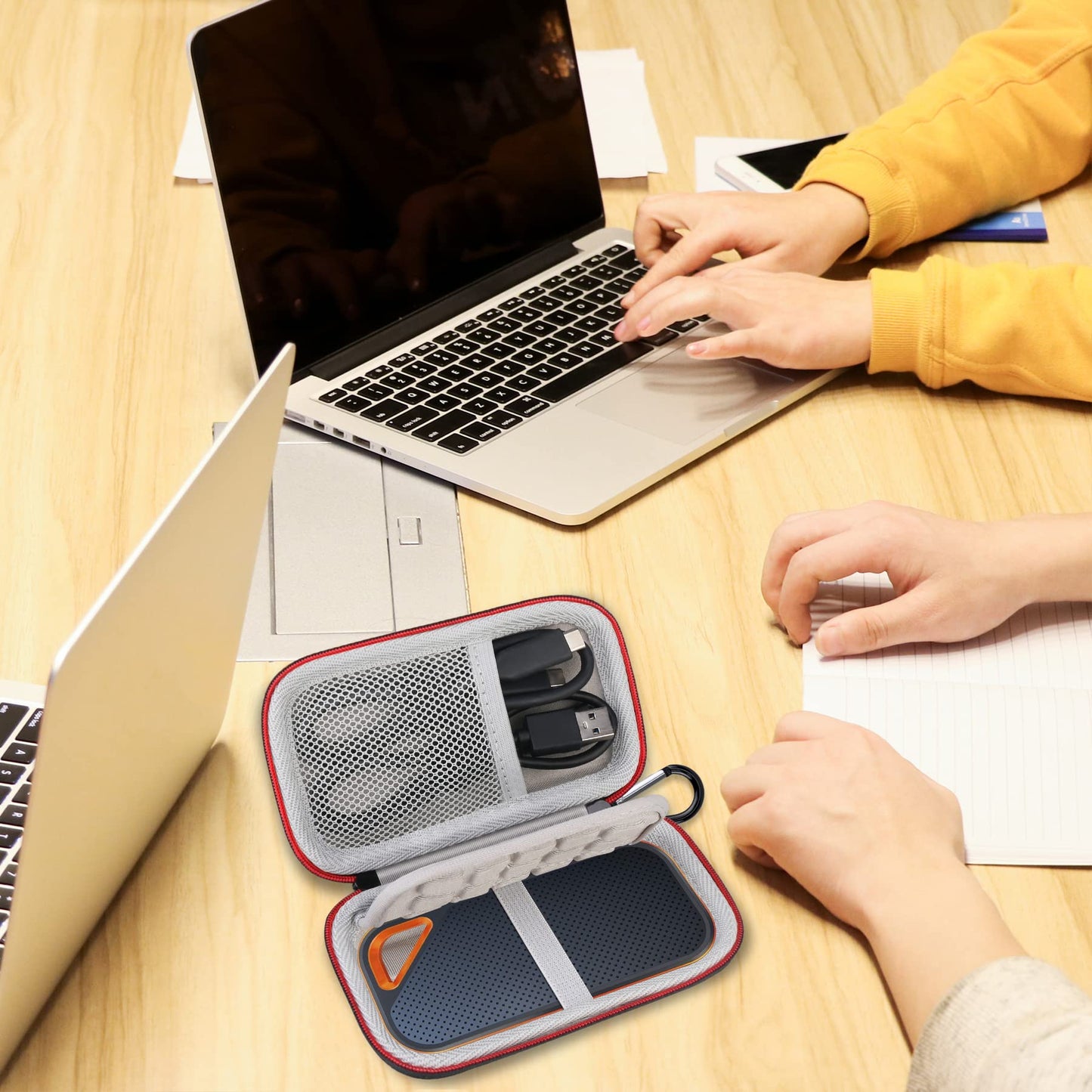 Lacdo Hard Carrying Case for SanDisk Extreme Pro/SanDisk Extreme Portable External SSD 500GB 1TB 2TB 4TB 8TB USB-C Solid State Drive EVA Shockproof Water Repellent Protective Storage Travel Bag, Black