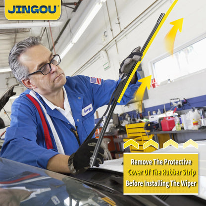 JINGOU 15" + 15" Front Windshield Wiper Blades Compatible with 2007-2017 Jeep Wrangler OEM QUALITY Premium All-Season Automotive Replacement Wipers(Pack of 2)