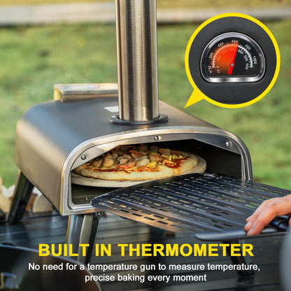 Outdoor Pizza Oven aidpiza 12" Wood Pellet Pizza Ovens With Rotatable Round Pizza Stone Portable Wood Fired with Built-in Thermometer Pizza Stove for Outside Backyard Camping Picnics