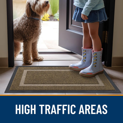 OLANLY Front Door Mat Indoor Outdoor Entrance, Waterproof All-Season, All-Weather Doormat, Sturdy Natural Rubber, Fade Resistant, Low Profile, Easy Clean Patio Porch Entryway Mat, 29.5x17, Brown