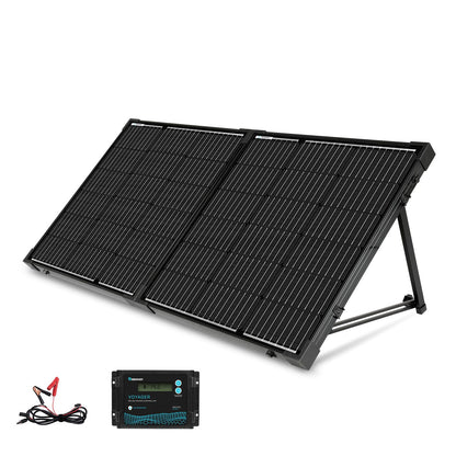 Renogy 100 Watt 12 Volt Portable Solar Panel with Waterproof 20A Charger Controller Foldable 100W Solar Suitcase with Adjustable Kickstand for Power Station, 100W Panel-20A Controller, Black