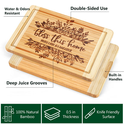 House Warming Gifts New Home, Engraved Cutting Board Housewarming Gifts, New Home Gift Ideas for New Homeowner, New House Gifts for Women Men Couple Neighbor Friend Family - Bless This Home