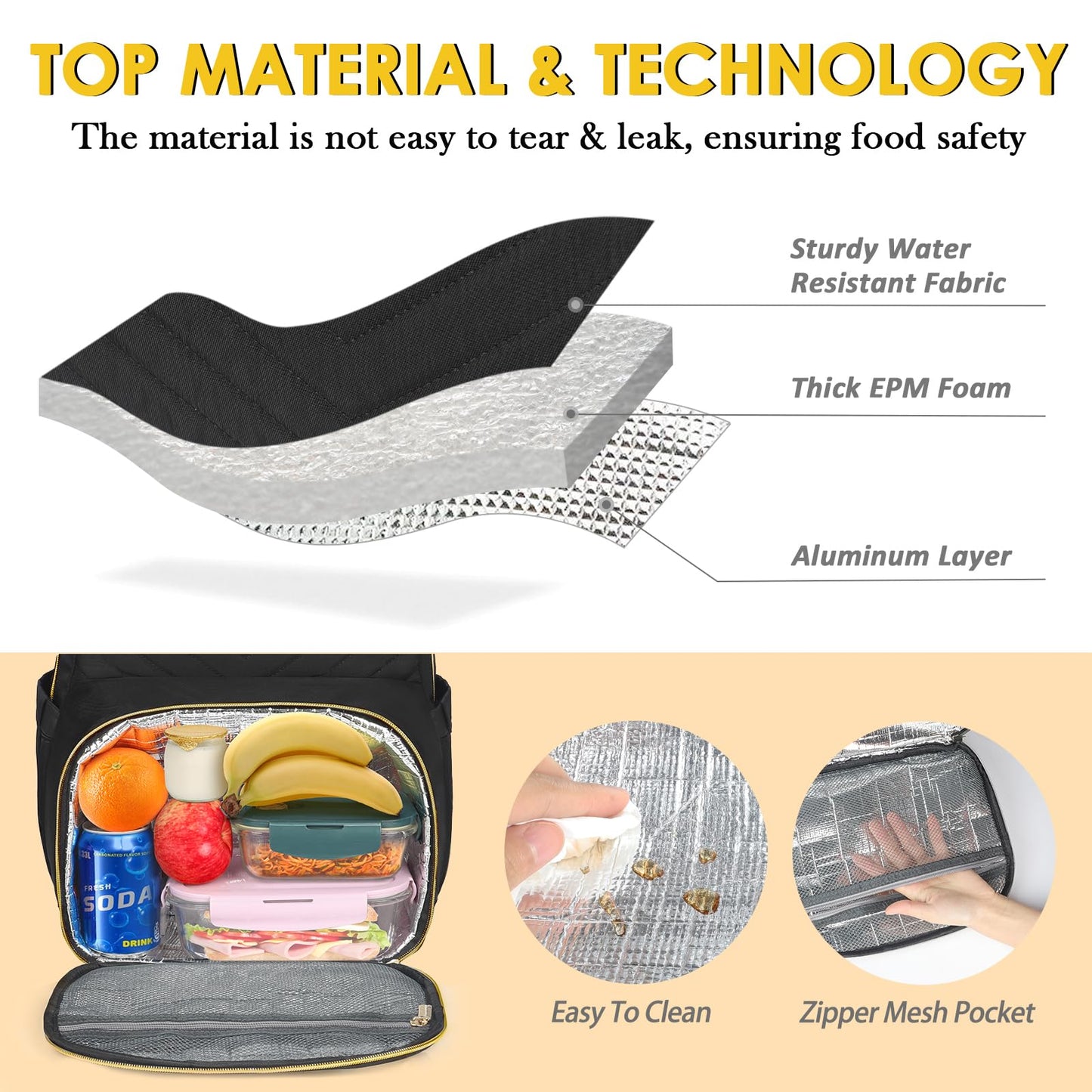 MATEIN Lunch Backpack for Women, 15.6inch Laptop Work Backpack with Insulated Cooler Compartment, Water Resistant Teacher Nurse Backpack with USB Port for College Picnic Camping Beaches, Women Gifts