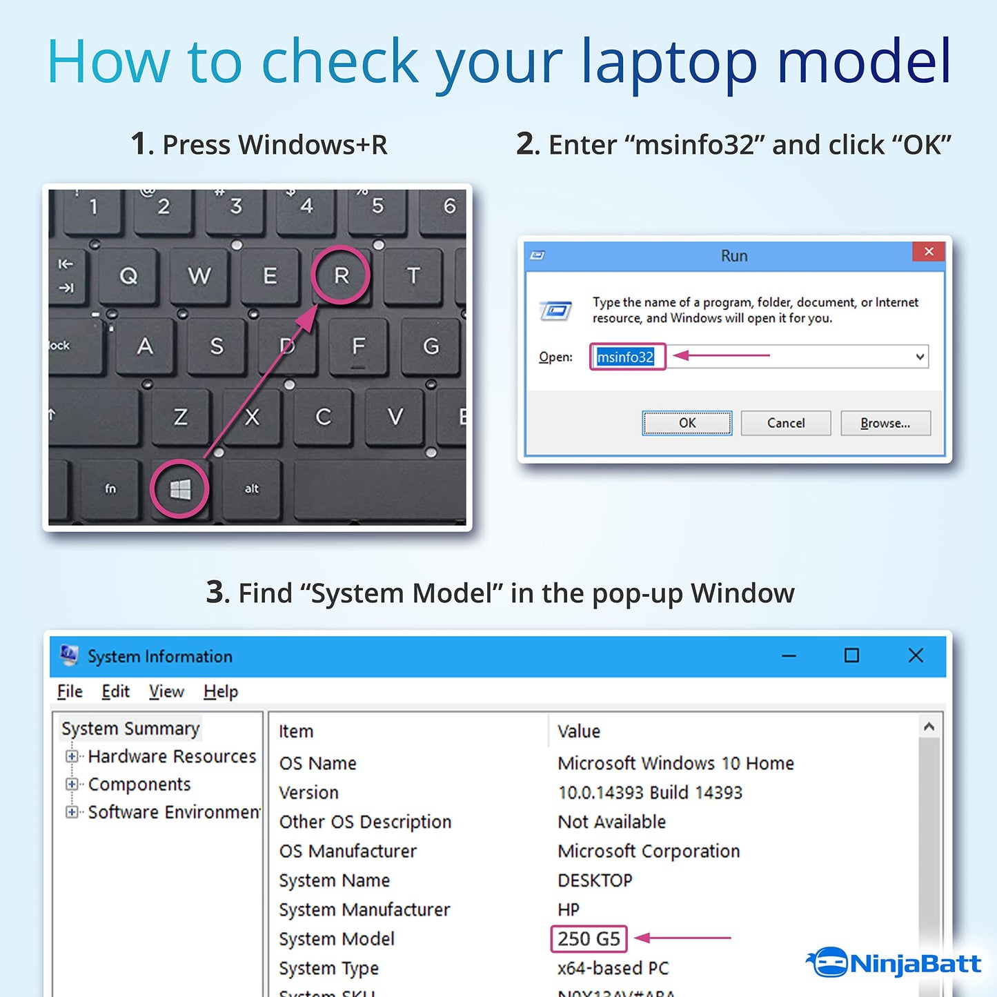 NinjaBatt 807956-001 HP Battery for HS04 HS03 807957-001 807611-421 HSTNN-LB6U Notebook 15-AY039WM TPN-I119 G4/G5 240 245 246 250 256 - High Performance