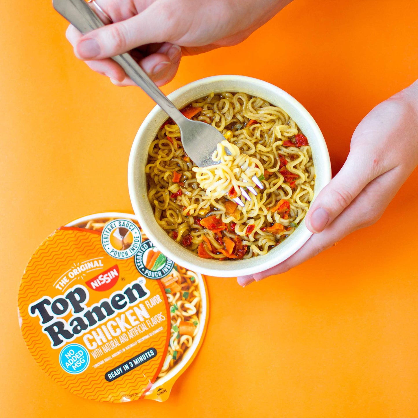 Nissin Top Ramen Bowl Ramen Noodle Soup, Chicken, 3.42 Ounce (Pack of 6)