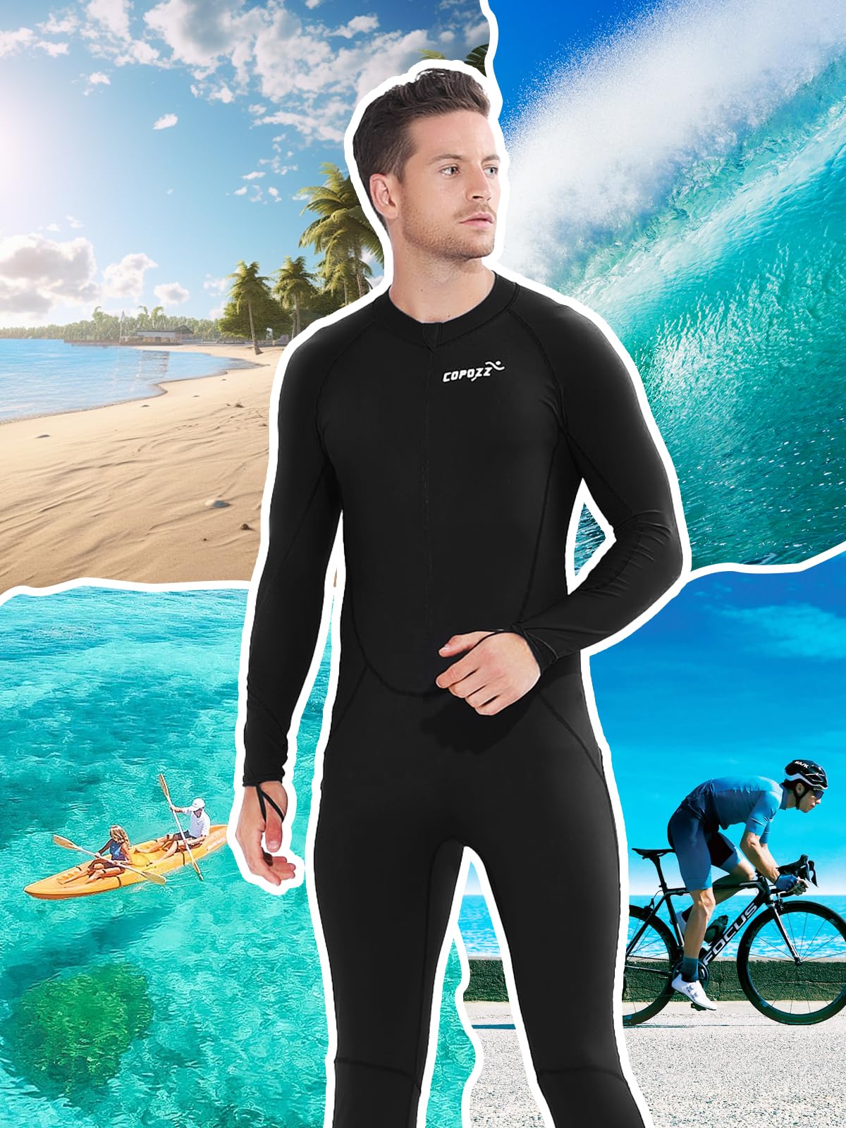 COPOZZ Mens Wetsuit – Full Body UV Protection Wet Suit for Surfing, Diving & Snorkeling