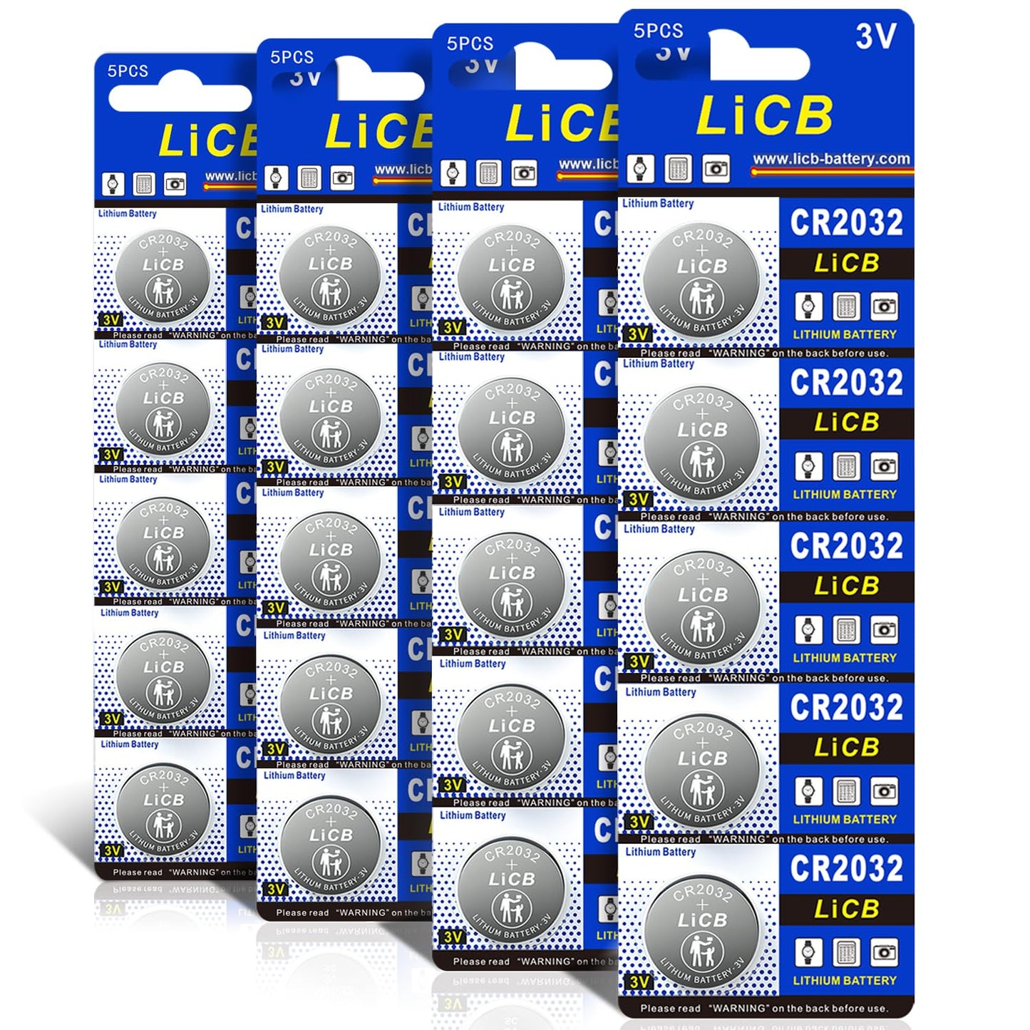 LiCB CR2032 Battery,Long-Lasting & High Capacity CR 2032 3V Coin & Button Cell Lithium Batteries with Adaptive Power and Superior Safety (20-Pack)