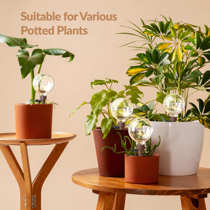 NiHome Plant Self-Watering Globes for Busy Individuals & Travelers, Long-Lasting Moisture Consistent Dripper Spike for Indoor & Outdoor Plants, Adjustable Flow Valve Easy to Refill & Maintain (2-Pack)