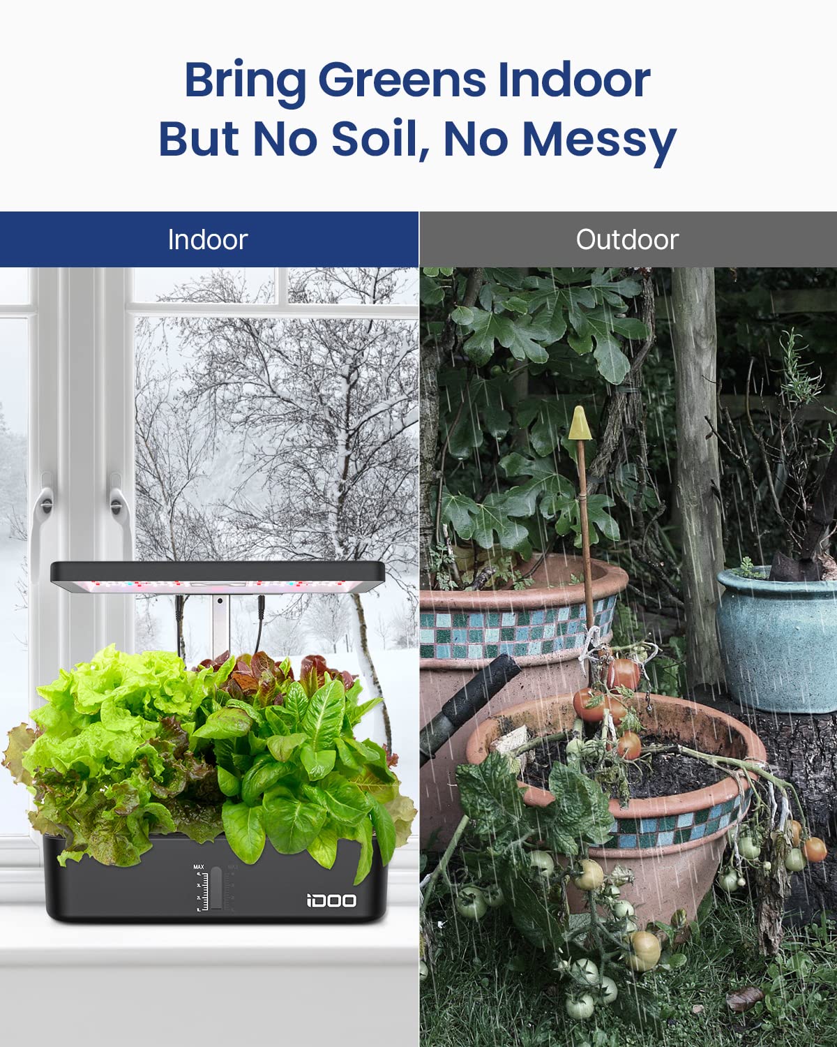 iDOO Hydroponics Growing System Kit 12Pods, Indoor Herb Garden System, with LED Grow Light, Built-in Fan, Auto-Timer, Adjustable Height Up to 11.3", for Home School, for Women