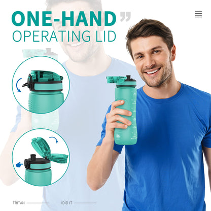 KITART 25oz Kids Sports Water Bottles for School with Spout Lid (Green)