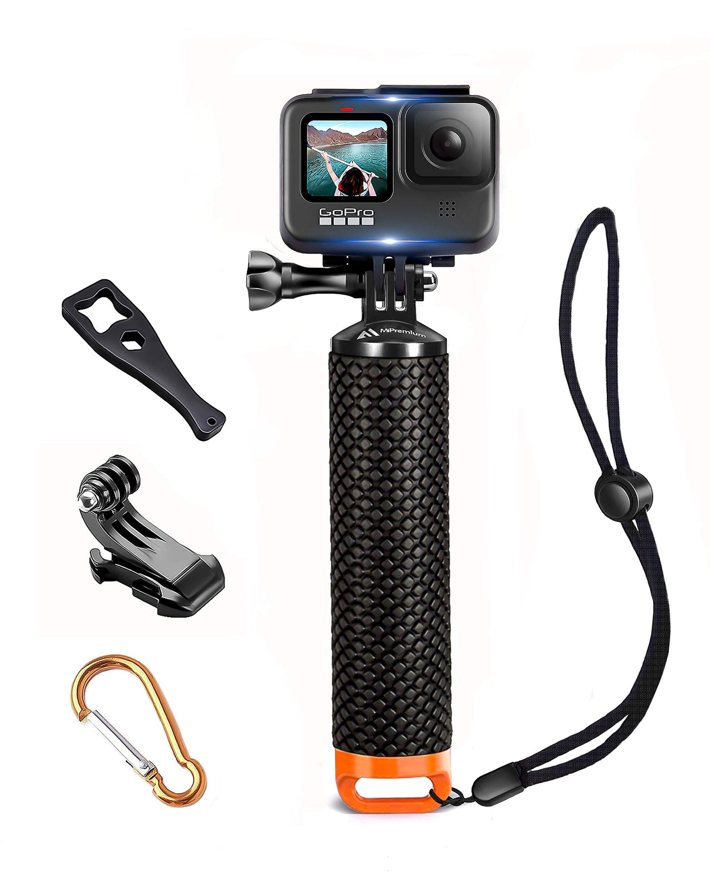 Floating Hand Grip Waterproof Monopod for GoPro Hero 13 12 11 10 9 8 7 6 5 4 3+ Session Black Silver Action Camera Handler & Handle Mount Accessories for Underwater Snorkeling & Water Sports (Orange)