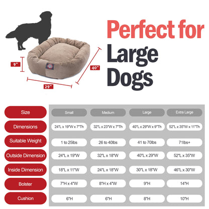 Majestic Pet 40 Inch Micro Velvet Calming Dog Bed Washable – Cozy Soft Round Dog Bed with Spine for Head Support - Fluffy Donut Dog Bed 40x29x9 (inch) – Round Pet Bed Large – Pearl