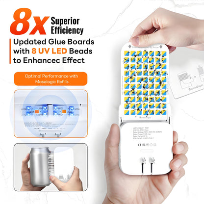 Mosalogic Fruit Fly Traps for Indoors Gnat Trap for House Indoor- 600 Sqft Protection Area UV Fly Insect Trapper for Fruit Flies，Gnat，Mosquito，and Other Flying Insect Plug in Bug Killer White