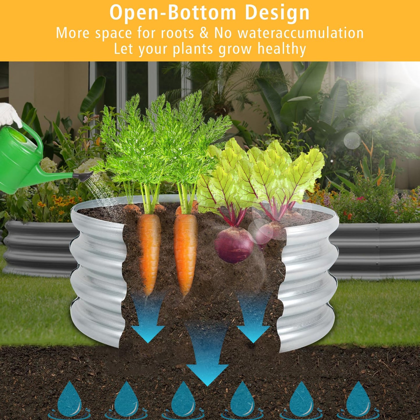 Gardeal Garden Galvanized Raised Garden Bed Kit - Metal Planter Boxes for Vegetables/Herbs/Flowers, Heavy-Duty Steel Outdoor Garden Box with Reinforced Edges(2X2X1FT)