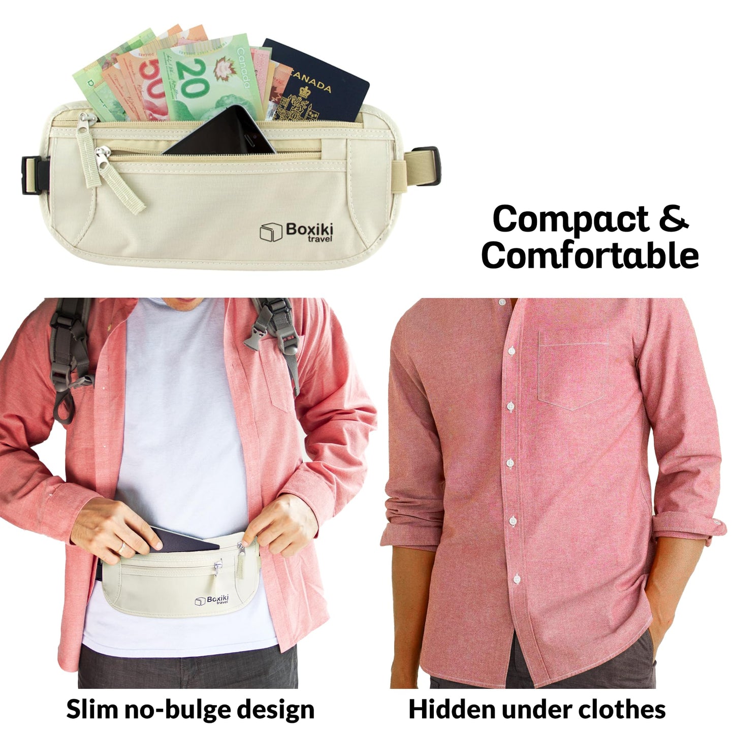 RFID Blocking Money Belt for Travel – Ultra Comfortable Hidden Travel Wallet, Lightweight & Water-Resistant with Adjustable Strap – Secure Cash & Passport Holder for International Trips & Theme Parks
