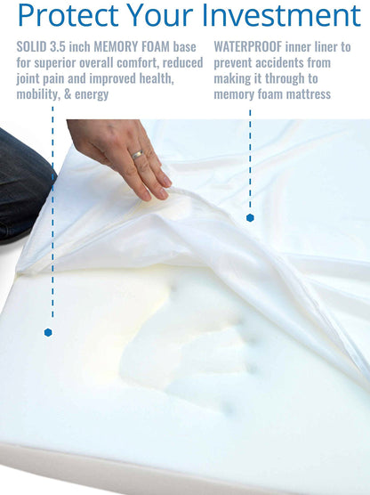 PetFusion BetterLounge Orthopedic Dog Bed | Solid CertiPUR-US Memory Foam, Waterproof liner | Medium / Large & XL | Removable Micro-Suede Cover Available Separately, 1 YR Warr,Grey