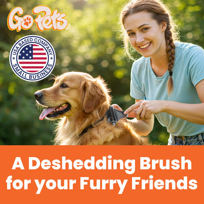 GoPets 2-Sided Dematting & Deshedding Comb for Dogs & Cats, Versatile Undercoat Detangler Brush for Shedding, Matted Hair & Fur Remover Tool, Stress-Free Pet Grooming Rake with Ergonomic Handle