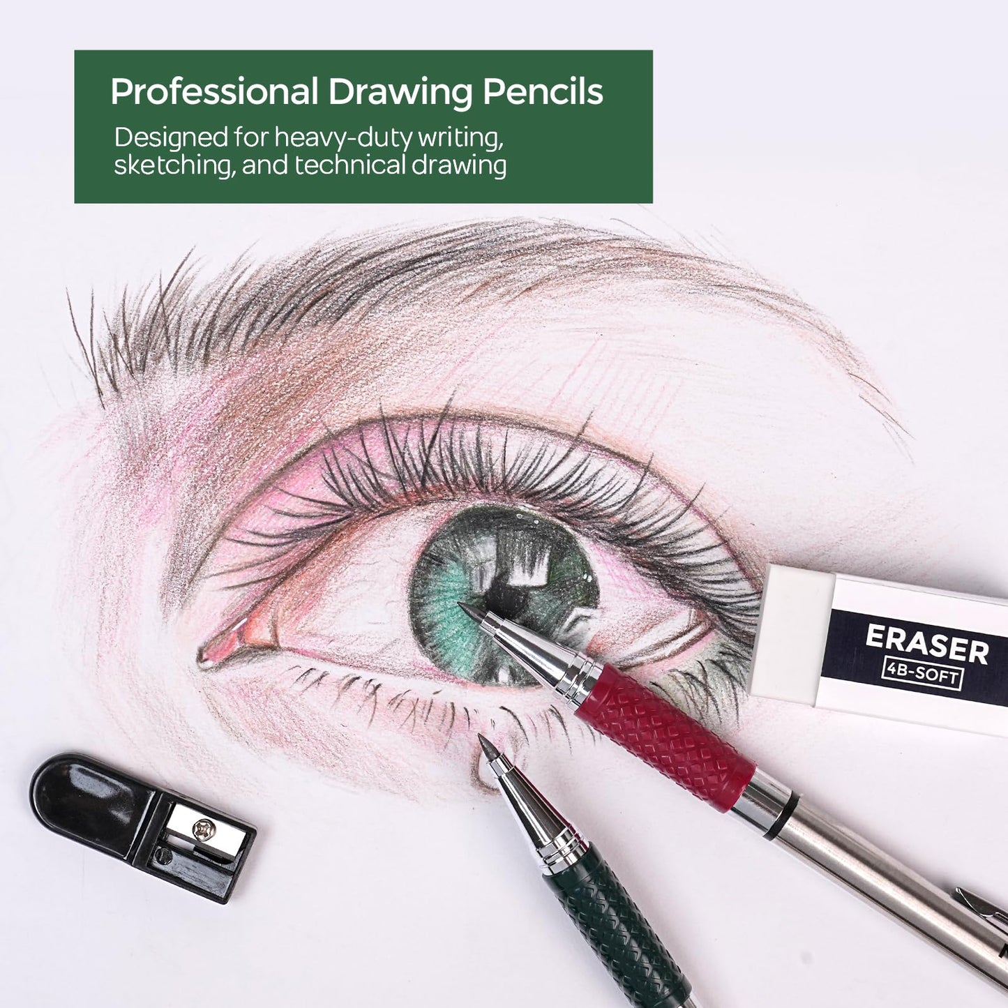 Nicpro 4 PCS Premium 2.0 mm Mechanical Pencils Set, 108 Colored & Black (HB 2B) Lead Refills, Art Metal 2mm Carpenter Pencil with 2 Erasers, 2 Sharpeners for Drafting Sketching Drawing with Case