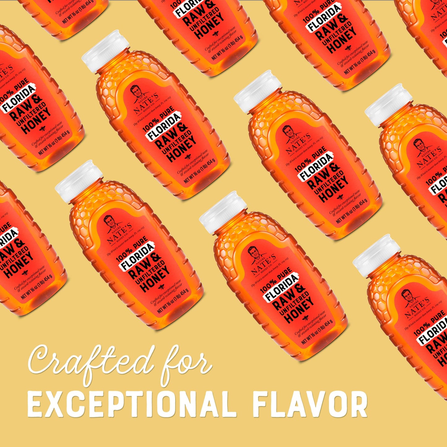 Nate's Florida 100% Pure, Raw & Unfiltered Honey - 32 oz. Squeeze Bottle - All-natural Sweetener
