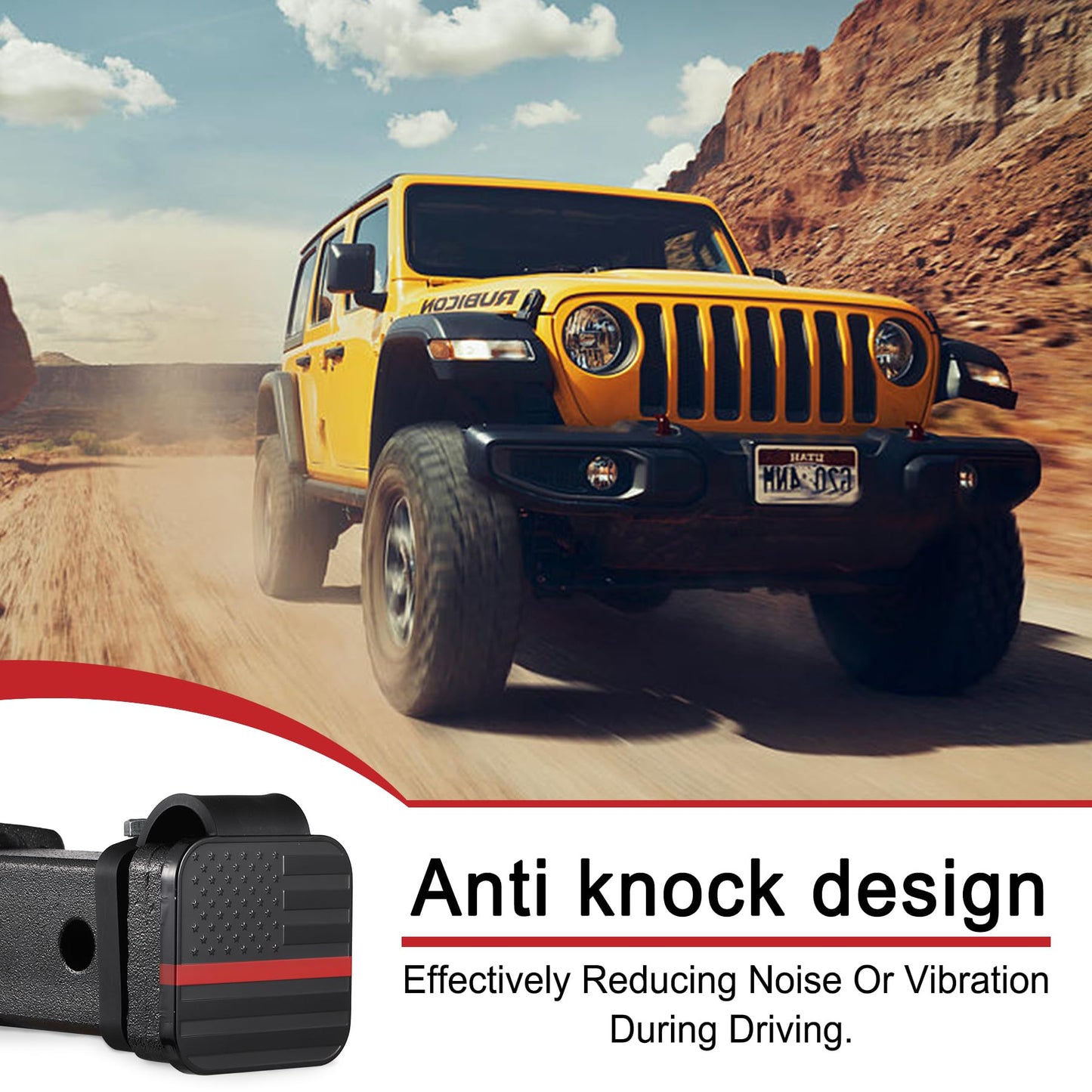 SINGARO 2 Inch Universal Flag Tow Hitch Covers, Trailer Hitch Cover Tube Plug Insert, Car Exterior Accessories, Receiver Tube Hitch Plug（American Flag-Red）